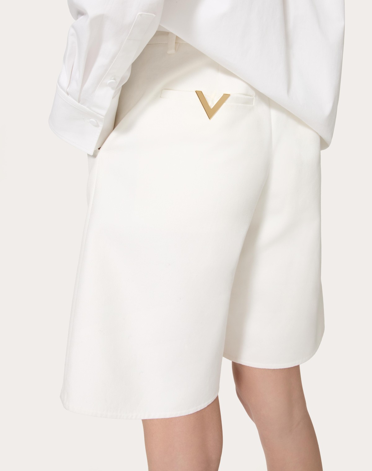 Valentino Vlogo Silk Shorts In White