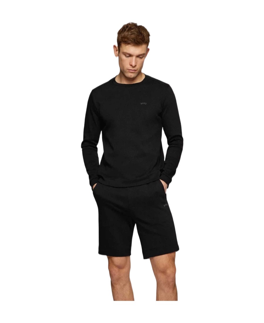HUGO BOSS SALBO CURVED LOGO-PRINT SWEATSHIRT 