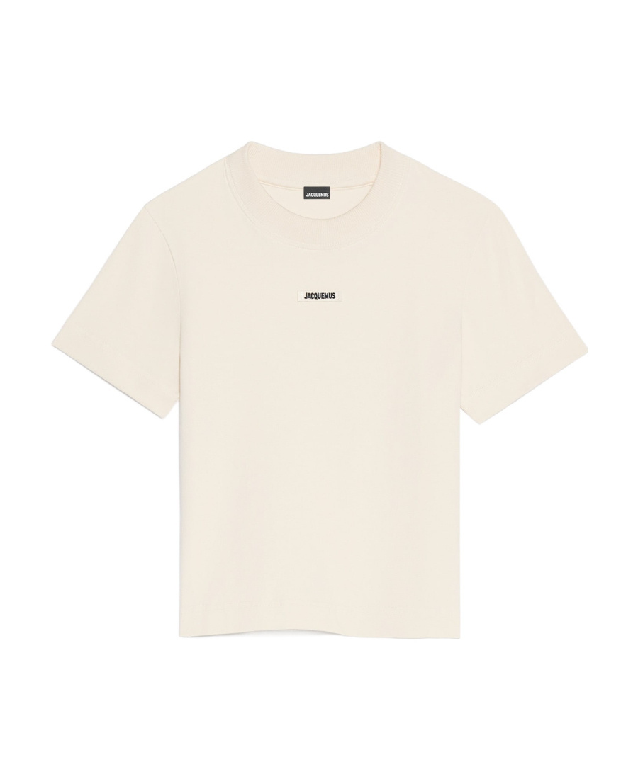 Jacquemus Gros Grain Crew Neck Cotton Blend Top In White