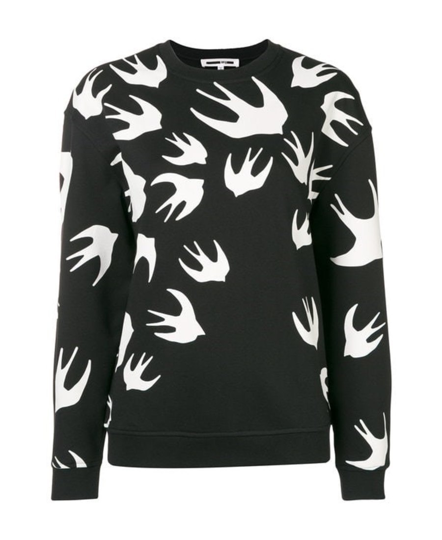 Mcq By Alexander Mcqueen Swallow Printed Pullover In Black