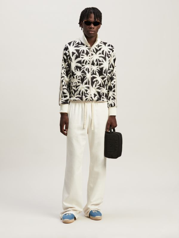 Palm Angels Palm-printed Side Stripe Detailed Track Jacket In White