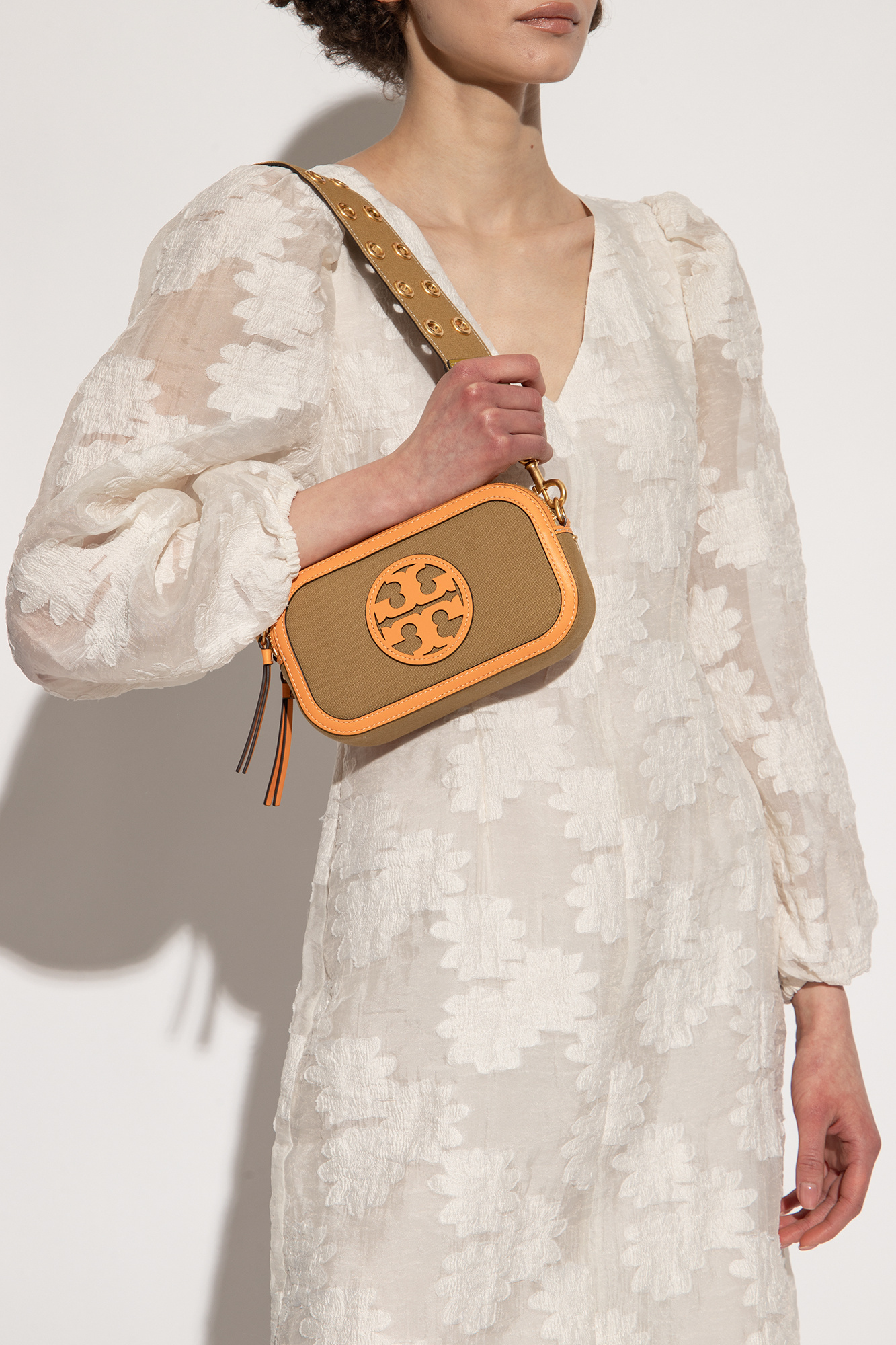 Tory Burch Mini Miller Canvas Crossbody Bag In Yellow