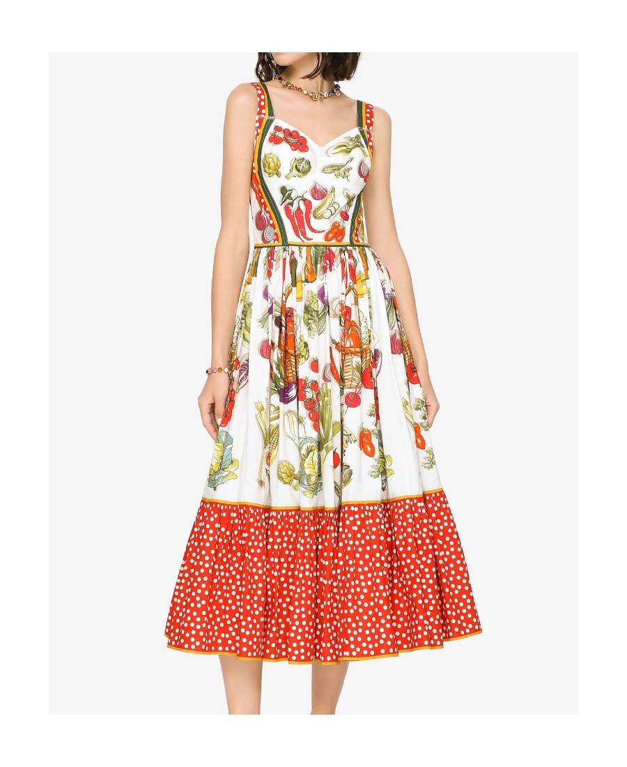 Dolce & Gabbana Graphic-print Midi Dress In Multi