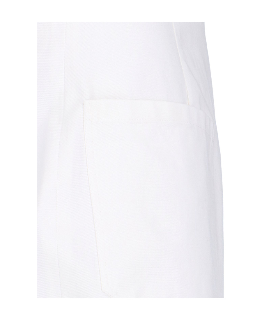 Prada High-low Hem Cut Midi Skirt In White