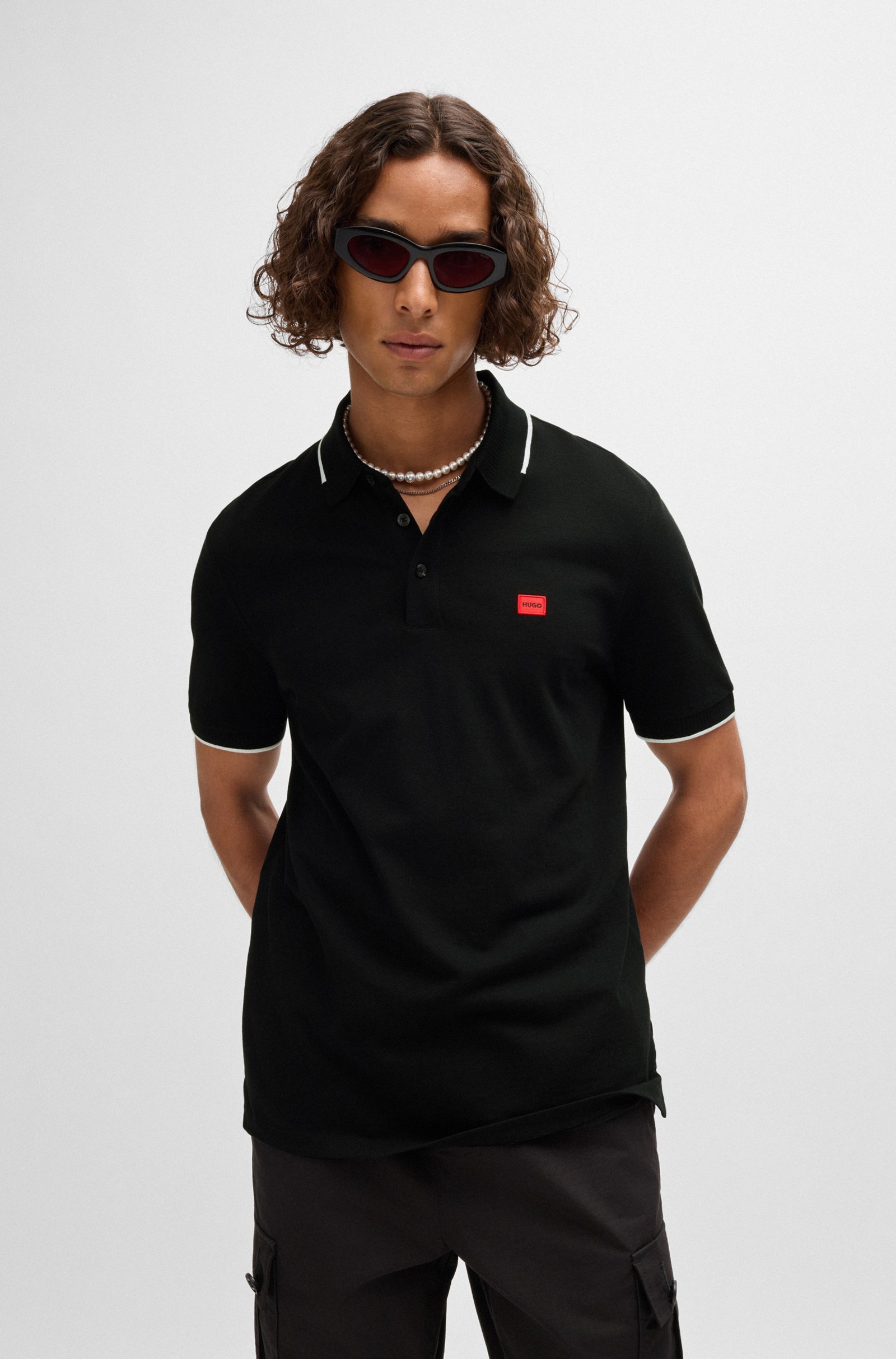 Hugo Boss Hugo Polo Shirt With Logo Patch In Black