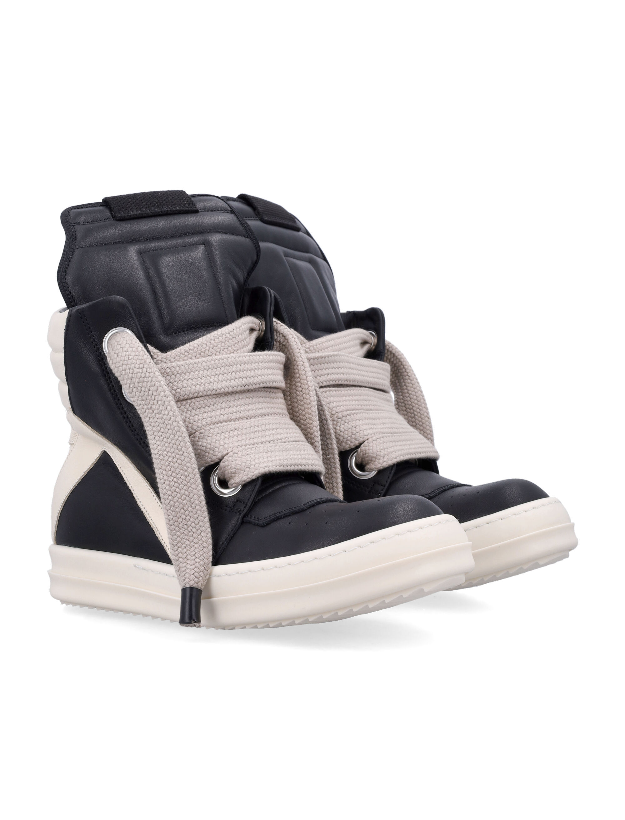 Rick Owens Geobasket Lace-up Leather High-top Trainers In Black