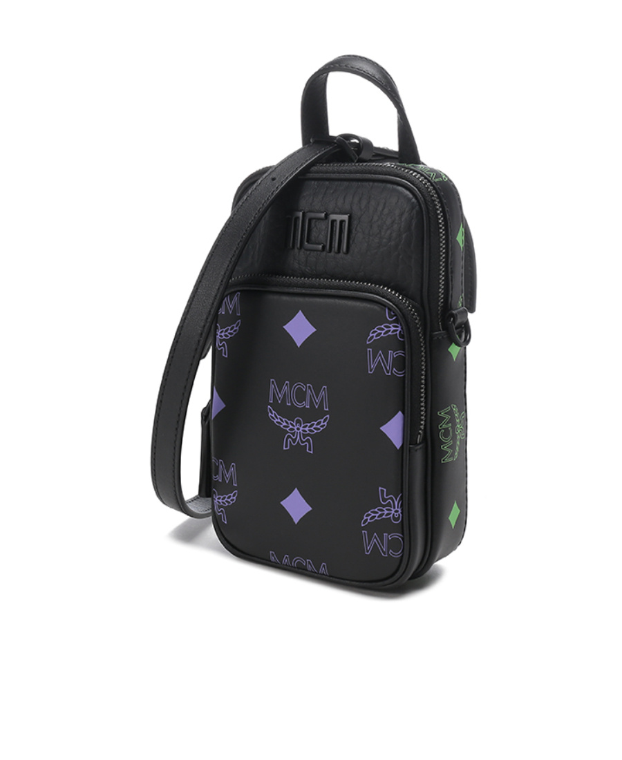 Mcm Logo Strap Satchel In Black