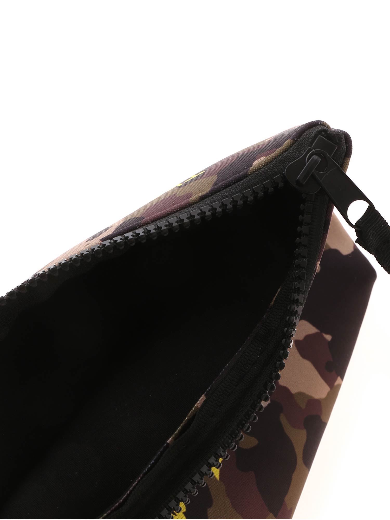 Mc2 Saint Barth Camouflage Print Wash Bag In Black