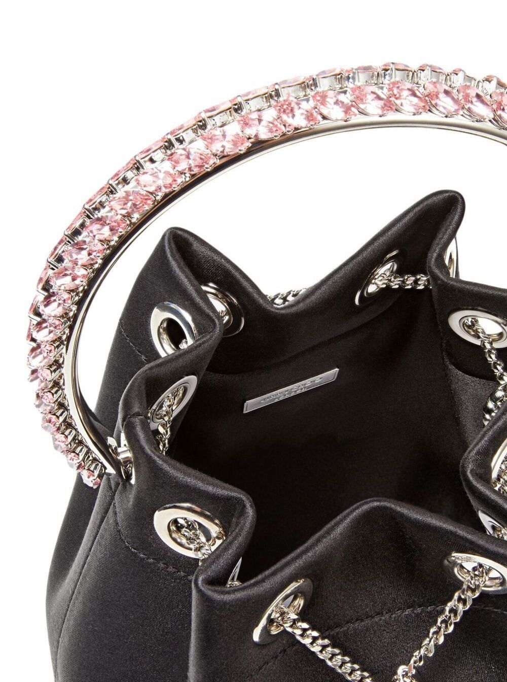Shop Jimmy Choo Crystal Decorated Bucket Shoulder Bag In Black