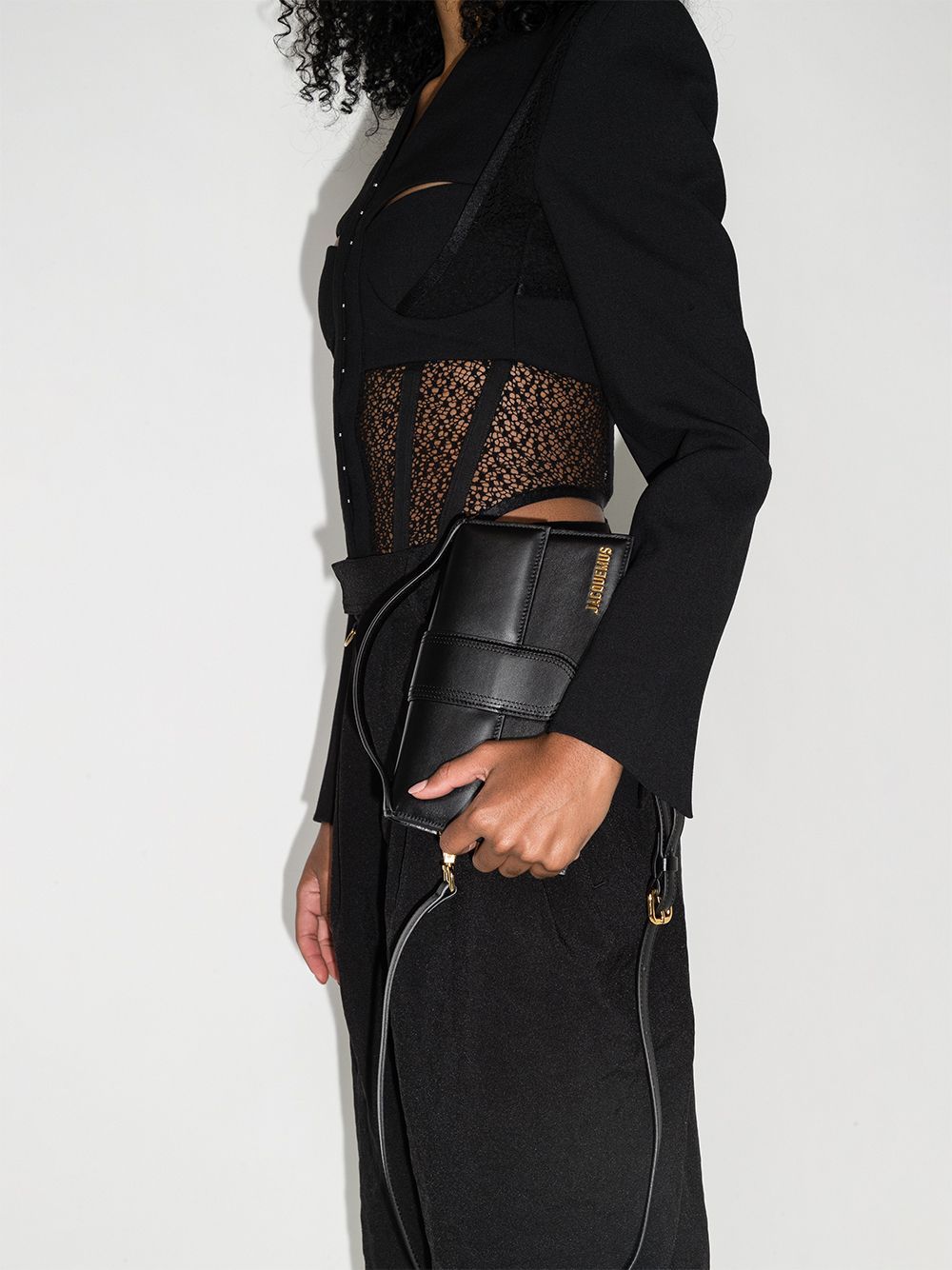 Jacquemus Le Bambino Small Leather Shoulder Bag In Black