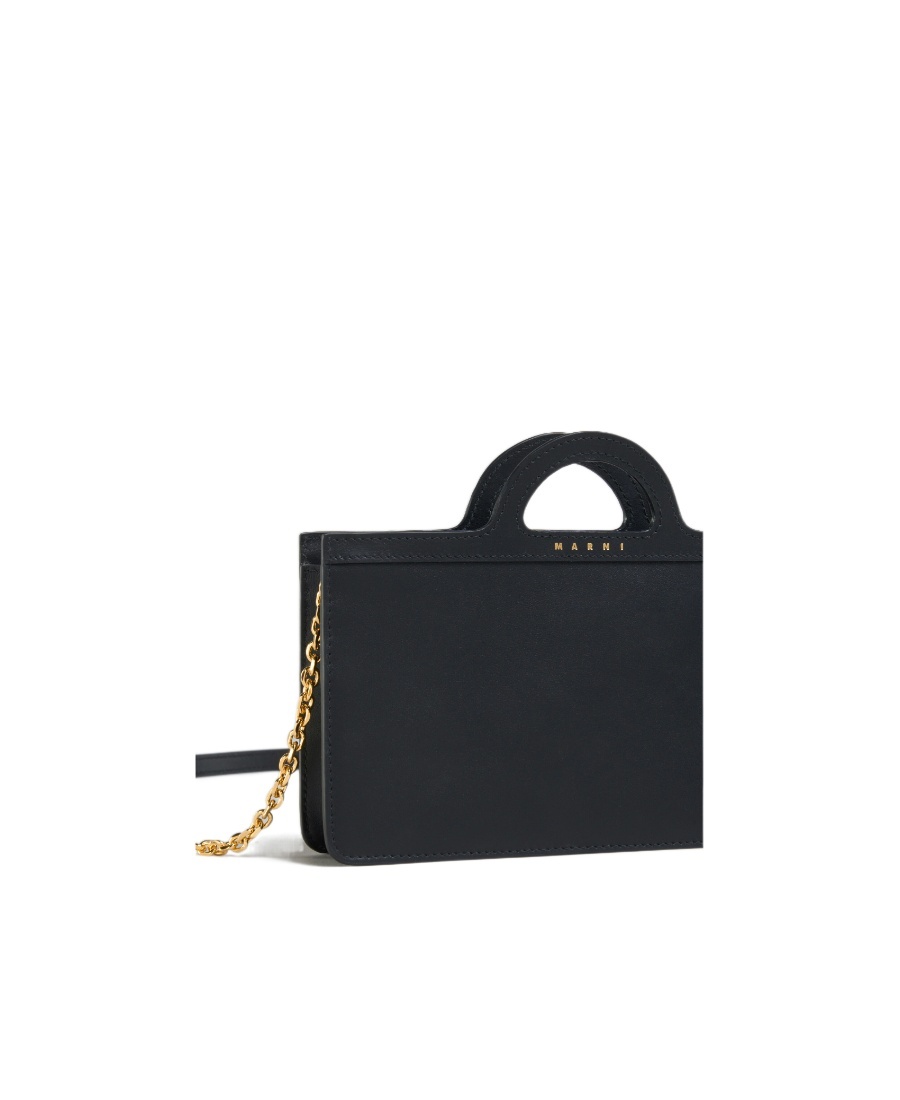 Marni Chain-link Strap Leather Bag In Black