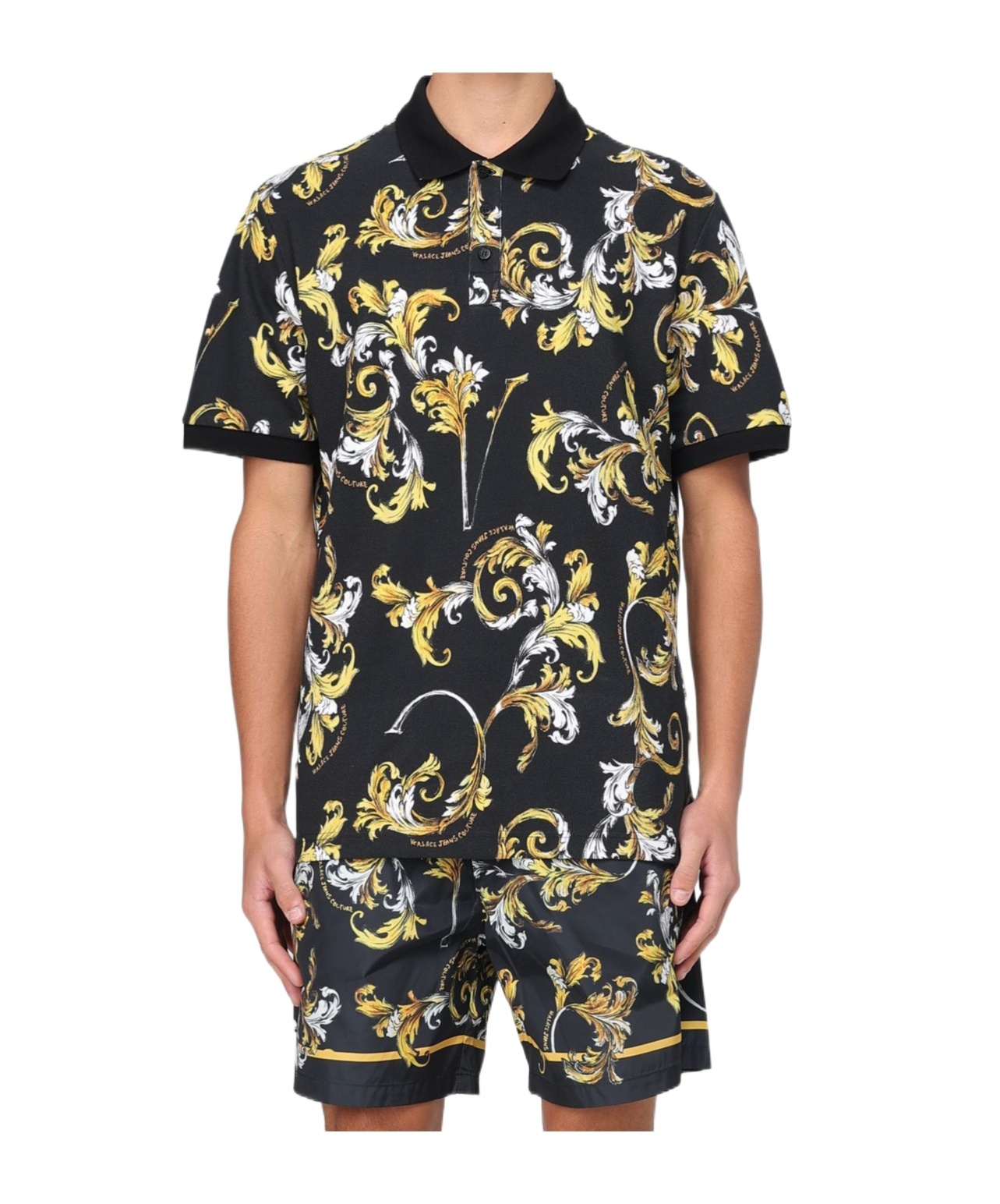 Versace Jeans Patterned Shorts In Black