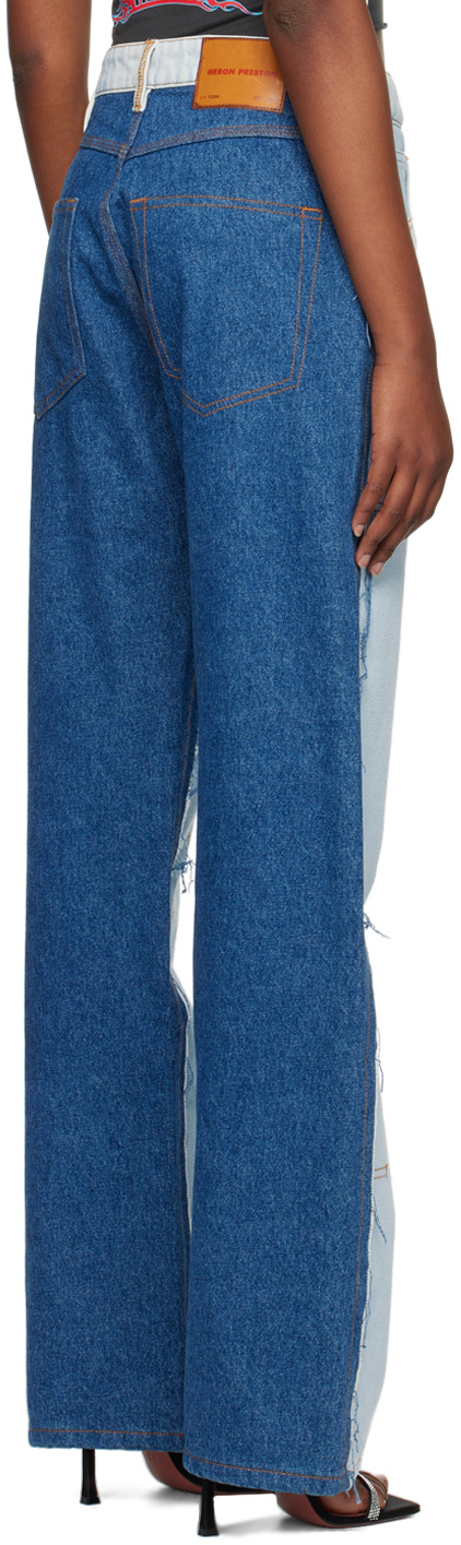 Heron Preston Blue Washed Insideout Carpenter Jeans In Blue