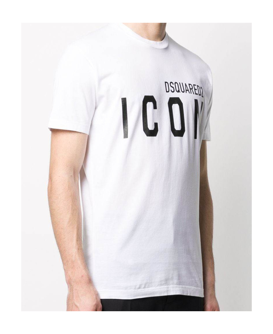 Dsquared2 White Crewneck T-shirt With Maxi Logo Print On The Front In White