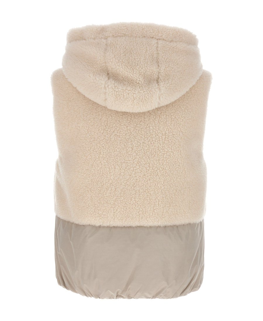 Brunello Cucinelli Teddy Detail Vest Gilet White In Nude