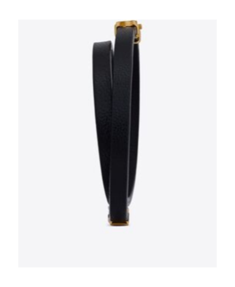 Saint Laurent "cassandre" Double-wrap Bracelet In Black