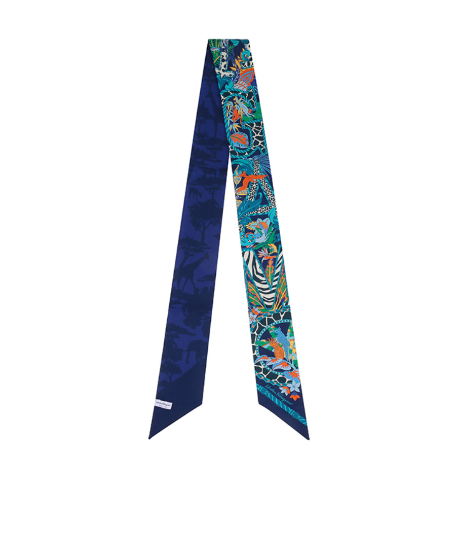 Ferragamo Printed Scarf In Blue