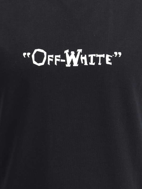 Off-white Quote Design Crew Neck T-shirt With Visual Contrast In Black