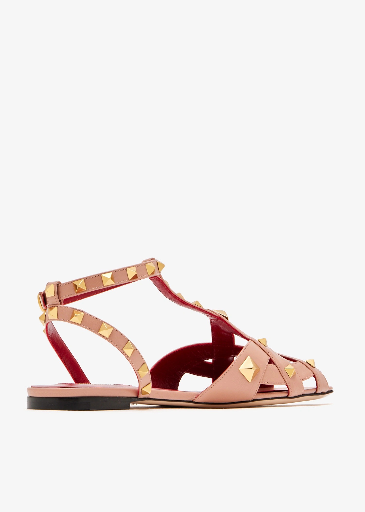 Valentino Studdy Flat Sandals In Pink