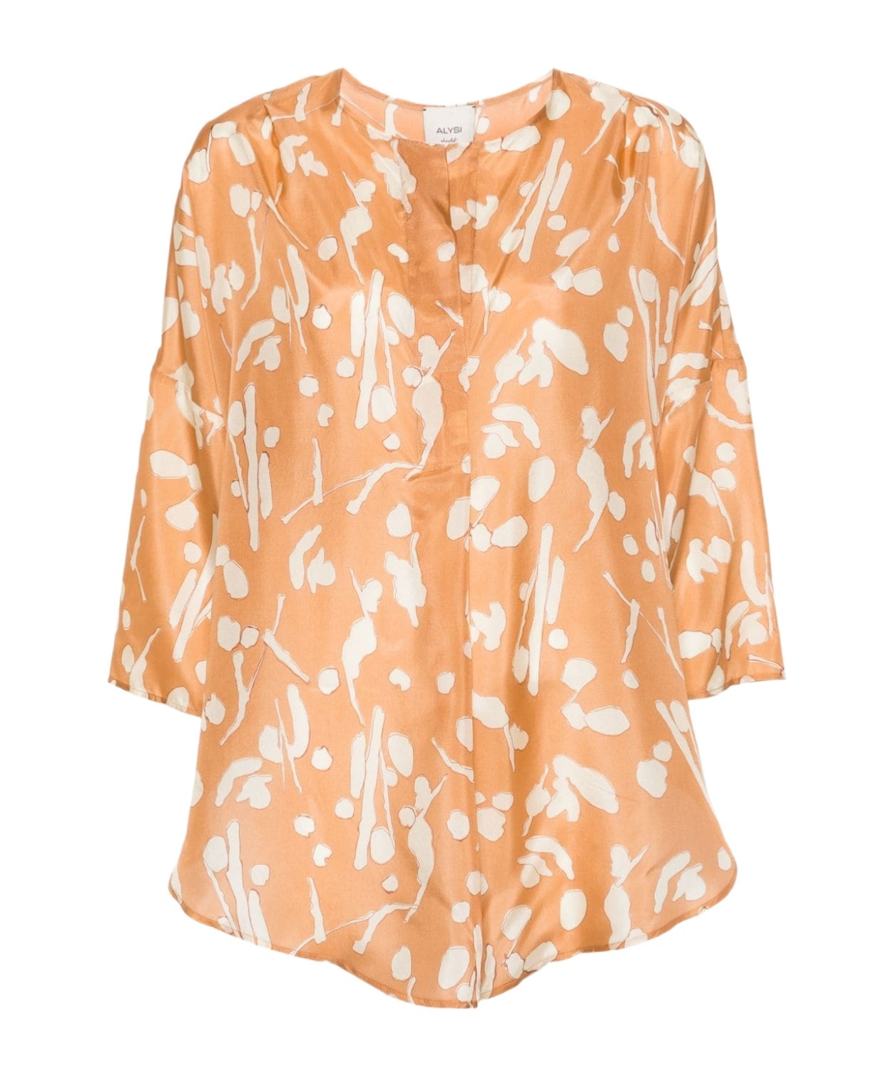 Alysi Abstract-print Silk Blouse In Nude