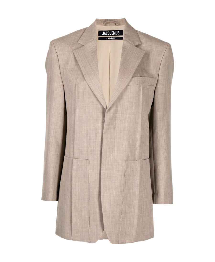 Jacquemus La Veste D'homme Oversize Linen Jacket In Nude