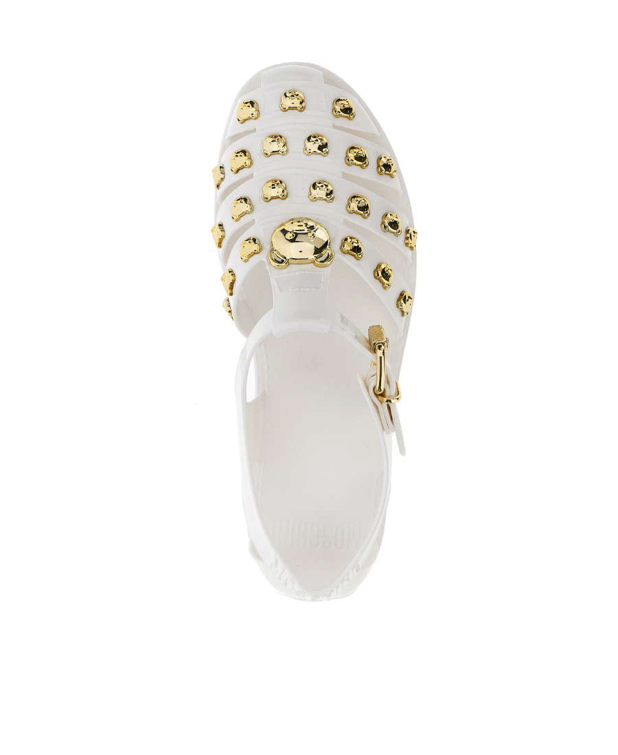 Moschino Teddy-stud Caged Sandals In White