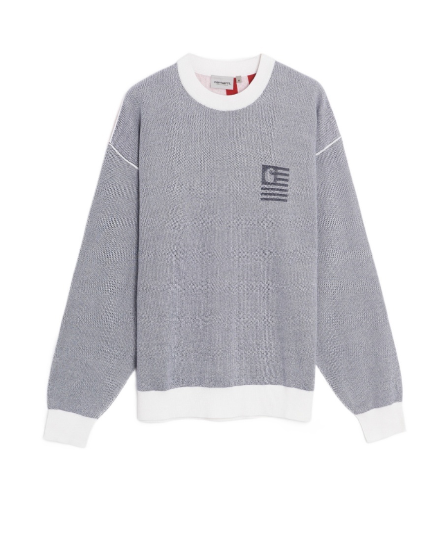 Carhartt Intarsia-logo Long-sleeve Jumper In Gray