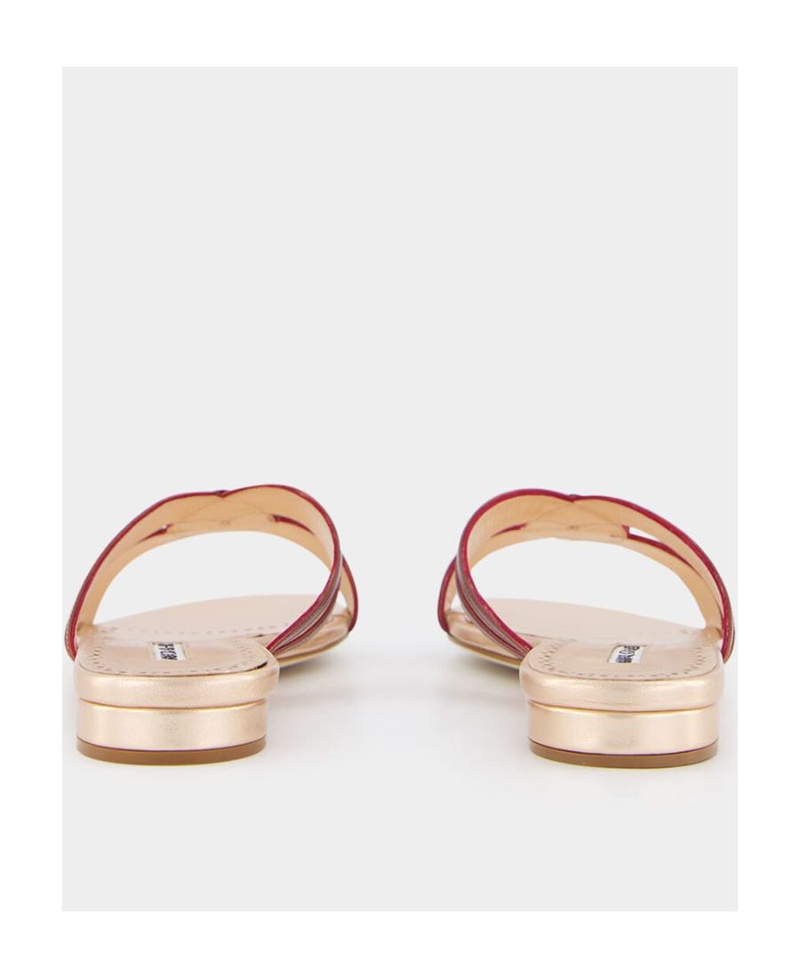Manolo Blahnik Gasachan Leather Slides In Nude