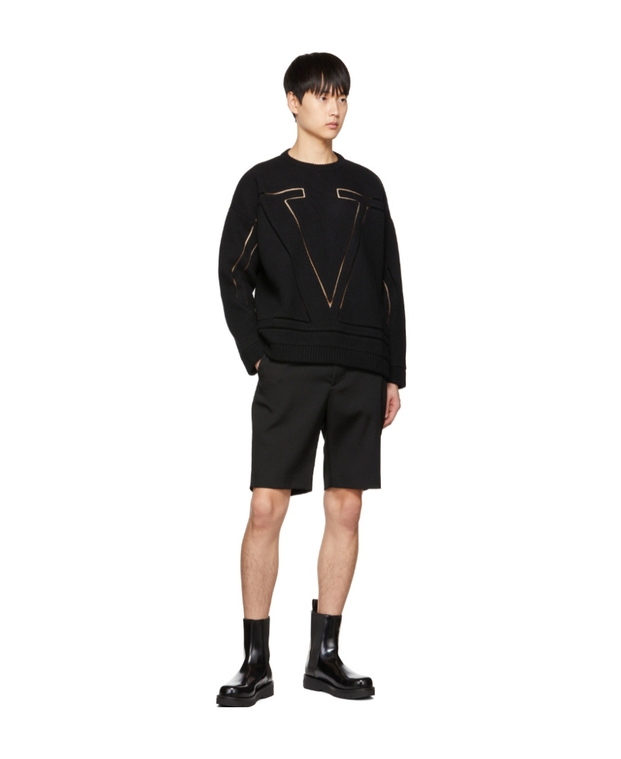 Valentino Black Cut-out Sweater In Black