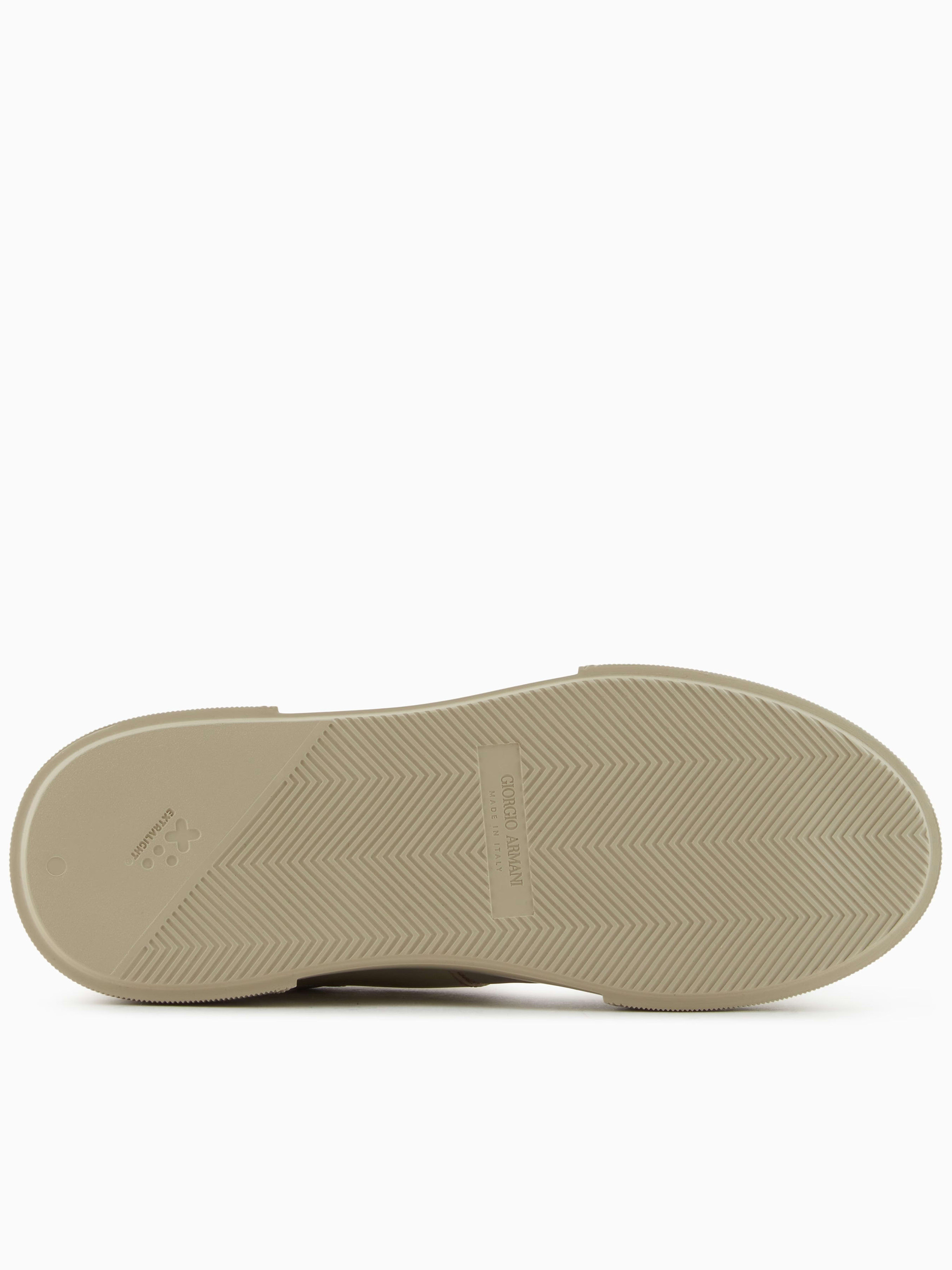 Giorgio Armani Nude Leather And Fabric Sneakers In Neutral