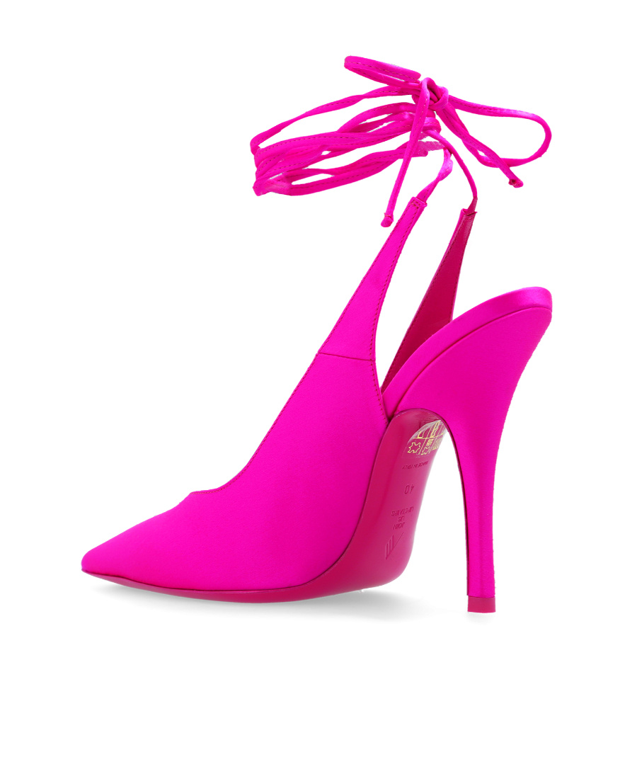 Attico Venus 105mm Satin Slingback Pumps In Pink