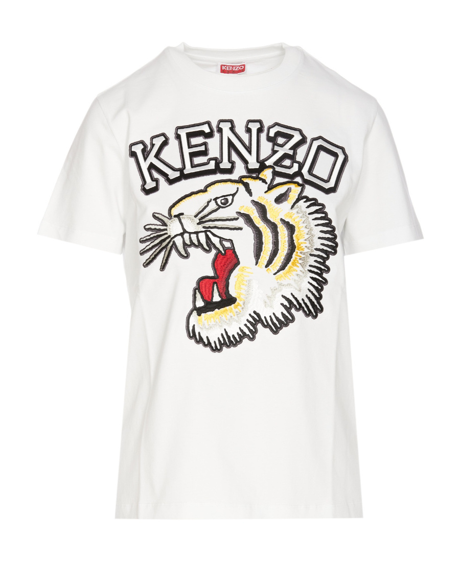Kenzo Logo Embroidered Crewneck T-shirt In White