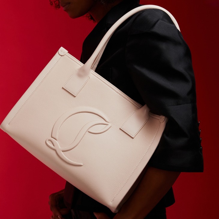 Christian Louboutin By My Side Small Leather Tote Bag In Nude