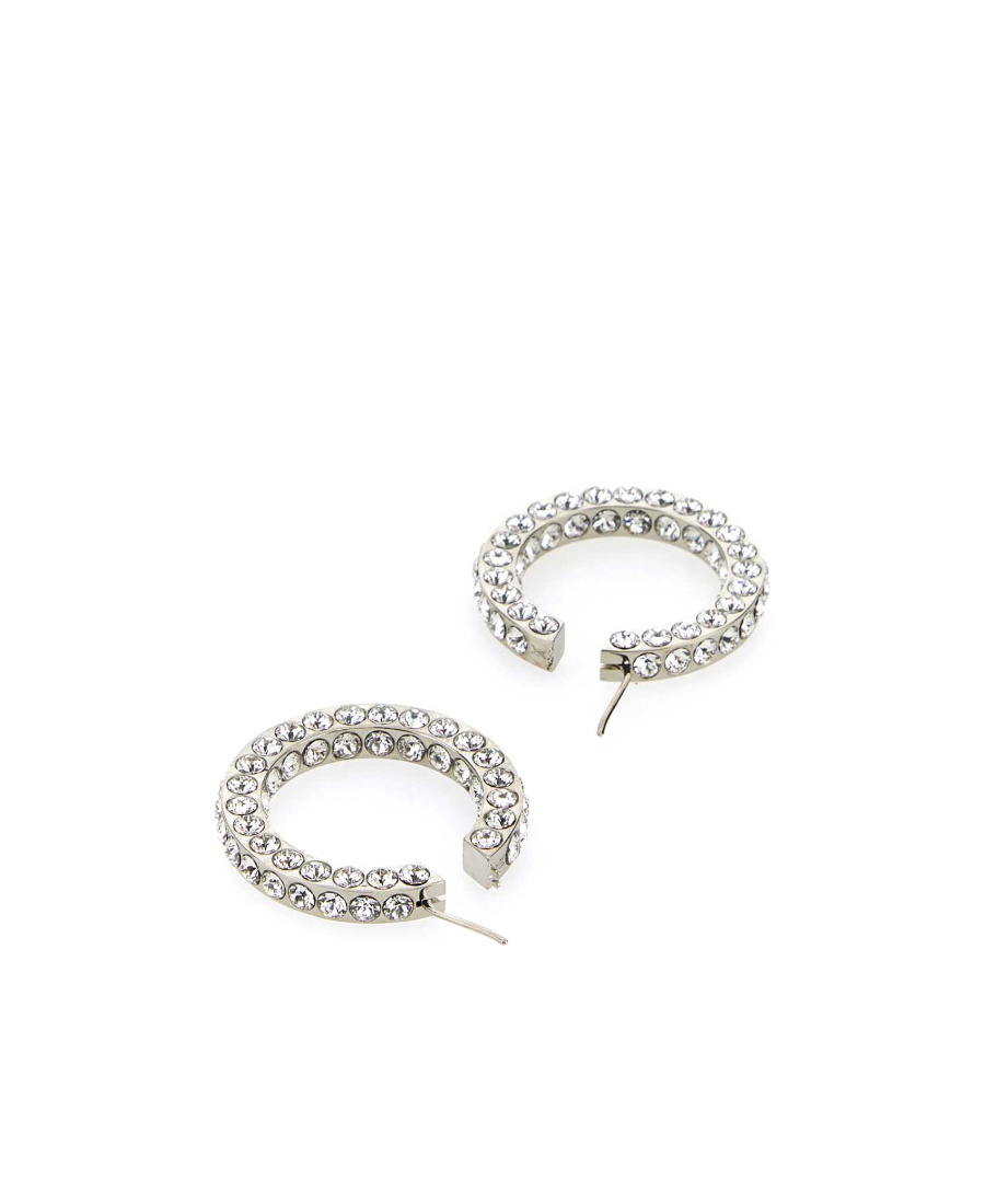 Amina Muaddi Embellished Metal Big Jaheel Earrings In White