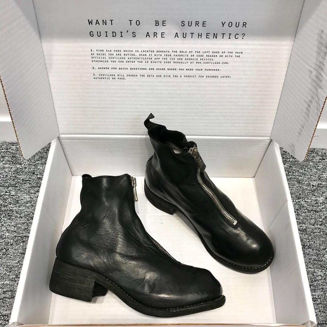 Guidi Front Zip Biker Boots In Black