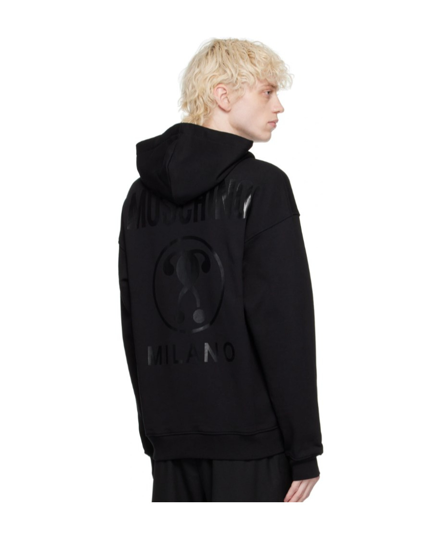 Moschino Black Double Question Mark Hoodie In Black