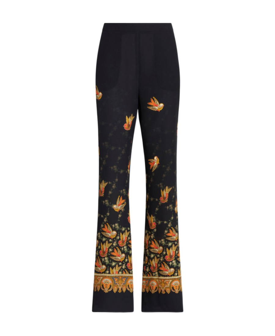 Etro Printed Crêpe De Chine Palazzo Trousers In Black