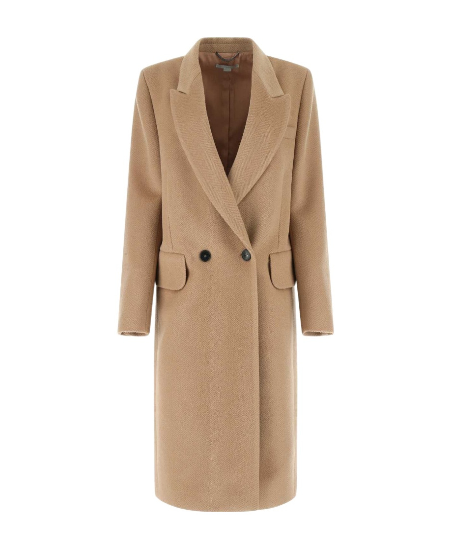 Stella Mccartney Sophisticated Wool Coat With Notch Lapels In Nude