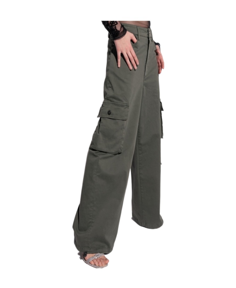 Pinko High-waisted Cargo Trousers In Animal Print