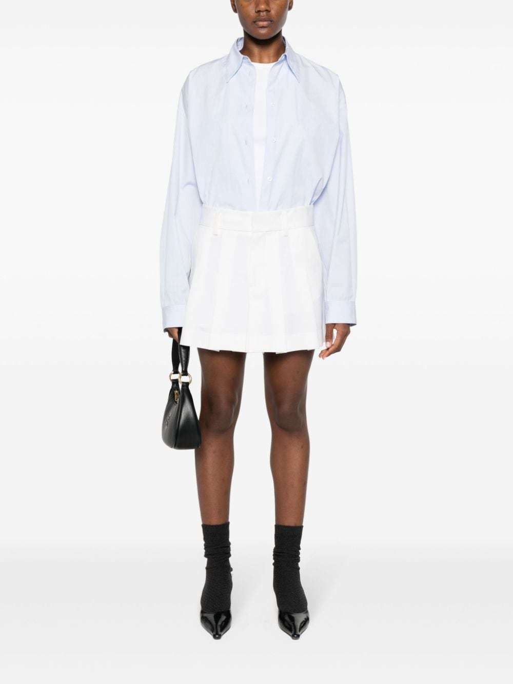 P.a.r.o.s.h Pleated Wool-blend Mini Skirt In White