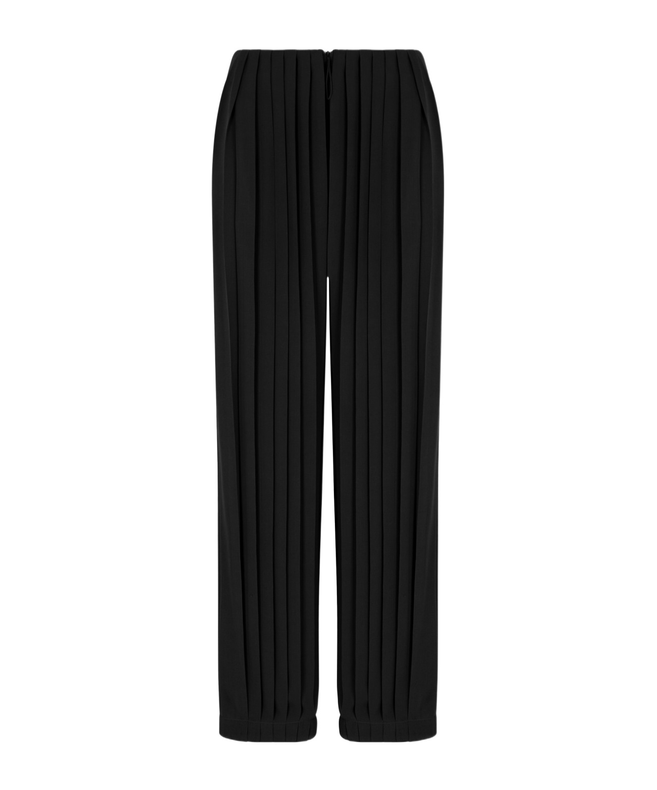 Giorgio Armani Asv Pleated Triple Silk Georgette Trousers In Black