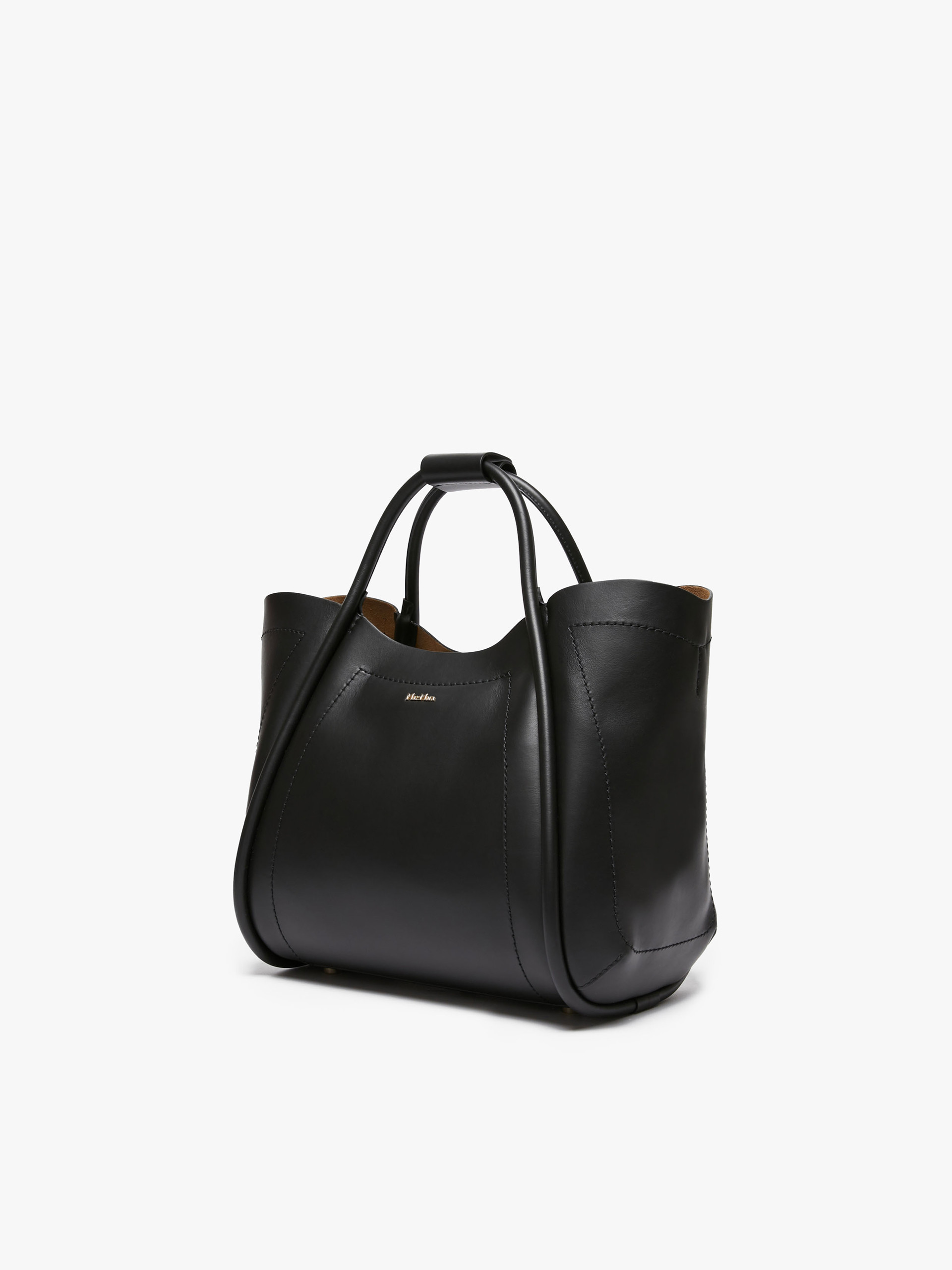 Max Mara Extra Small Leather Marine Bag In Black