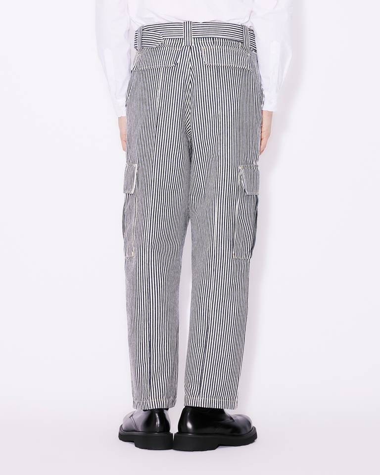 Kenzo Straight-cut Striped Army Jeans In Gray