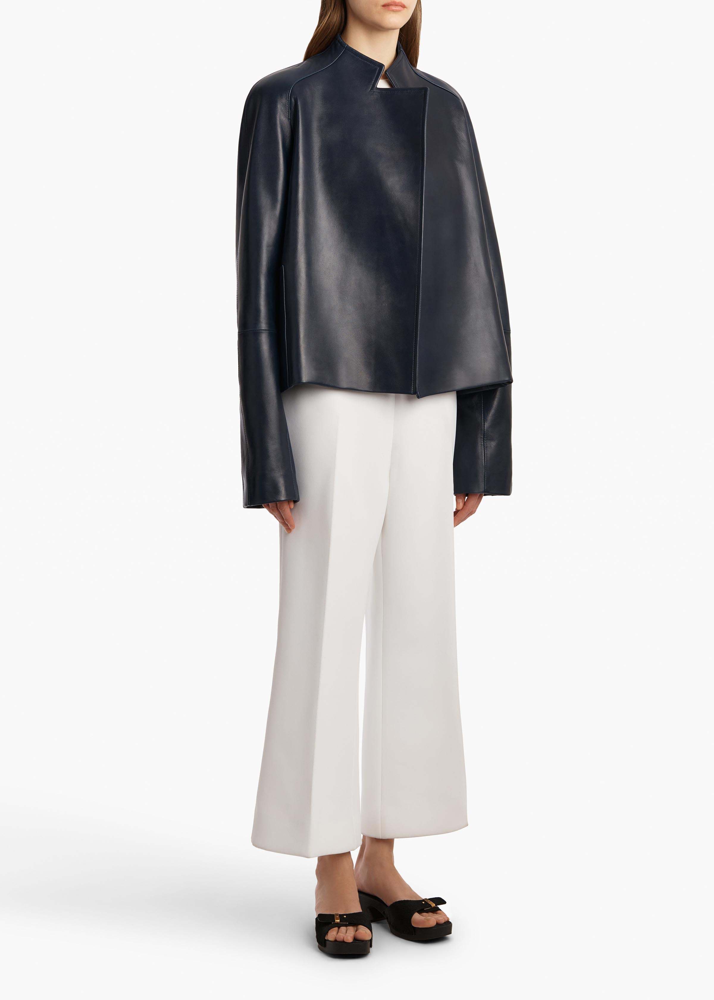 Khaite Walter Pant In Chalk Crepe In White
