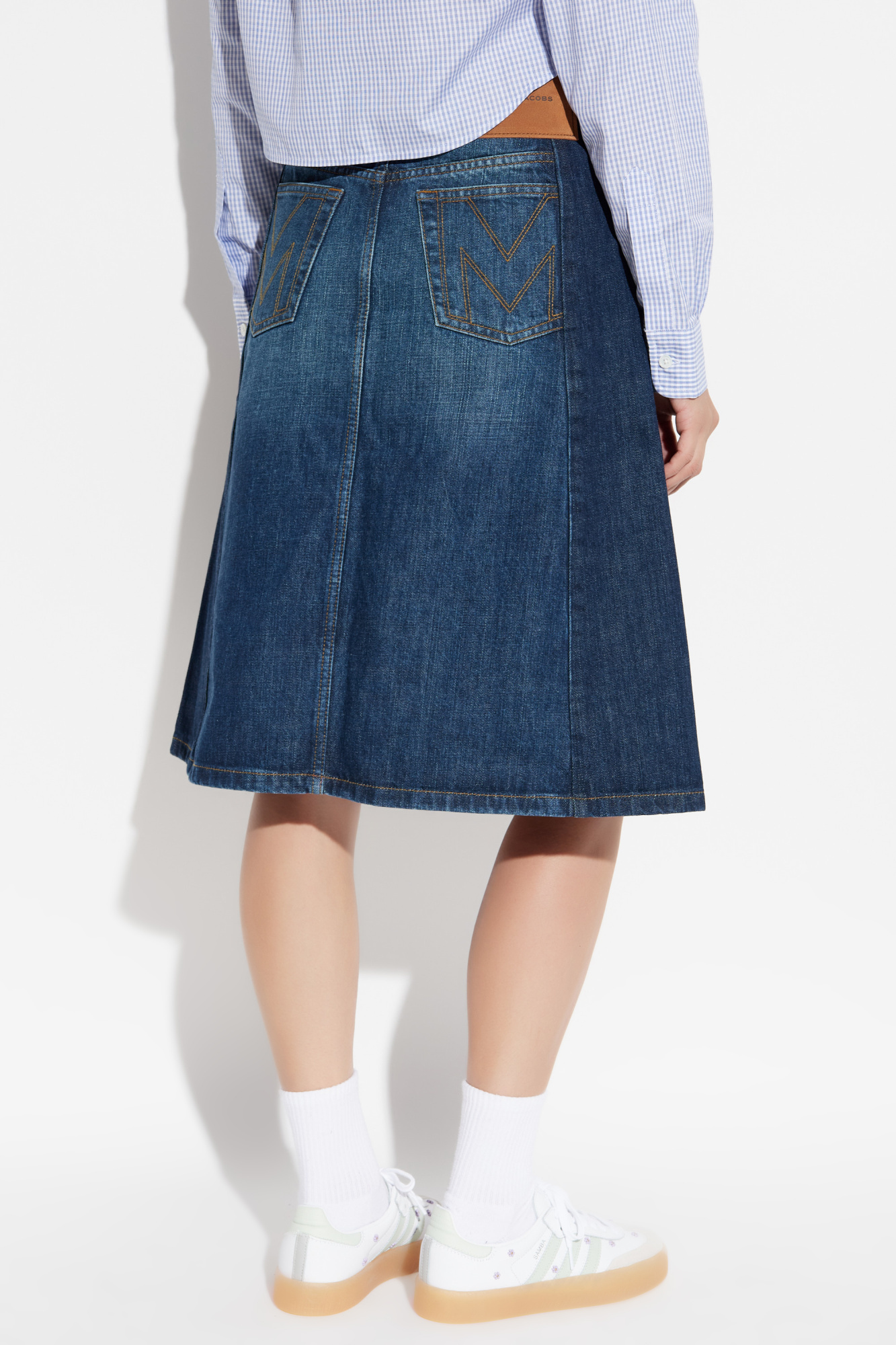 Marc Jacobs Two-tone Denim Midi Skirt In Blue