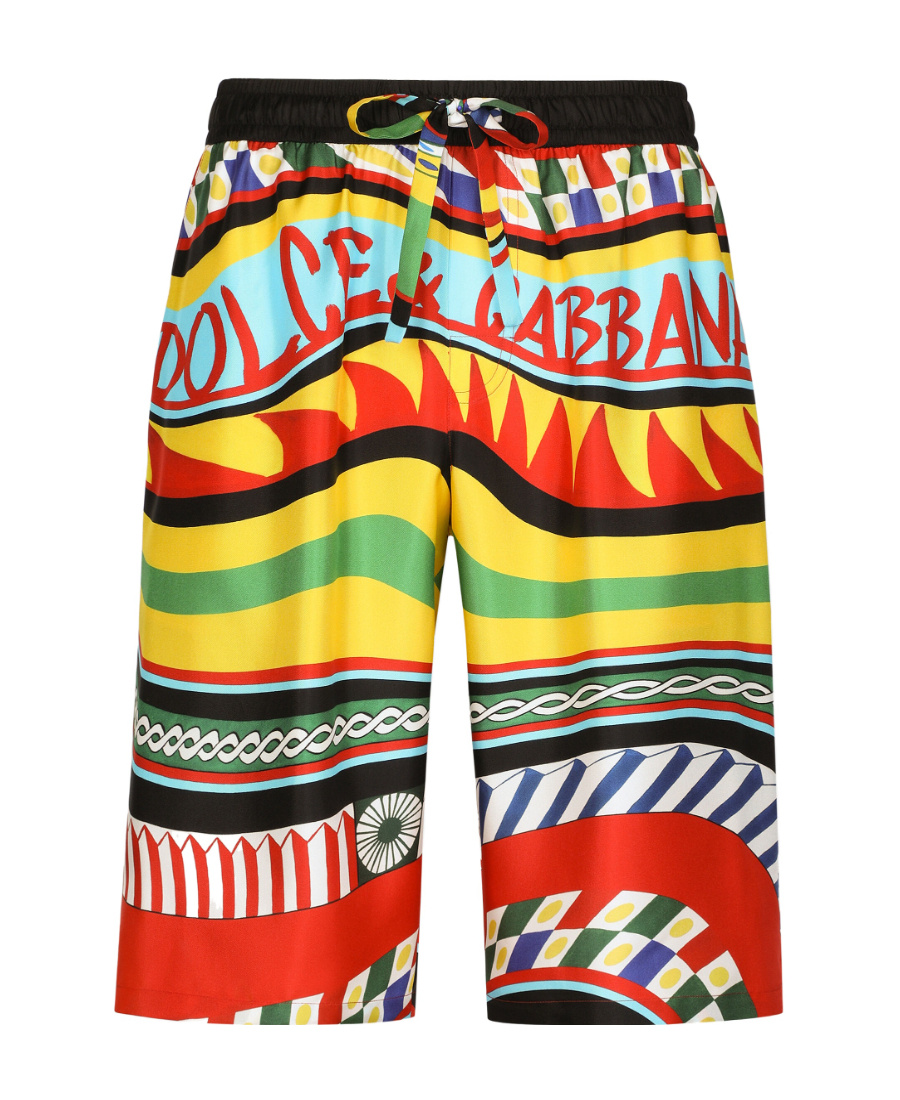 Dolce & Gabbana Multicolor Shorts With All-over Carretto Print In Multicolor