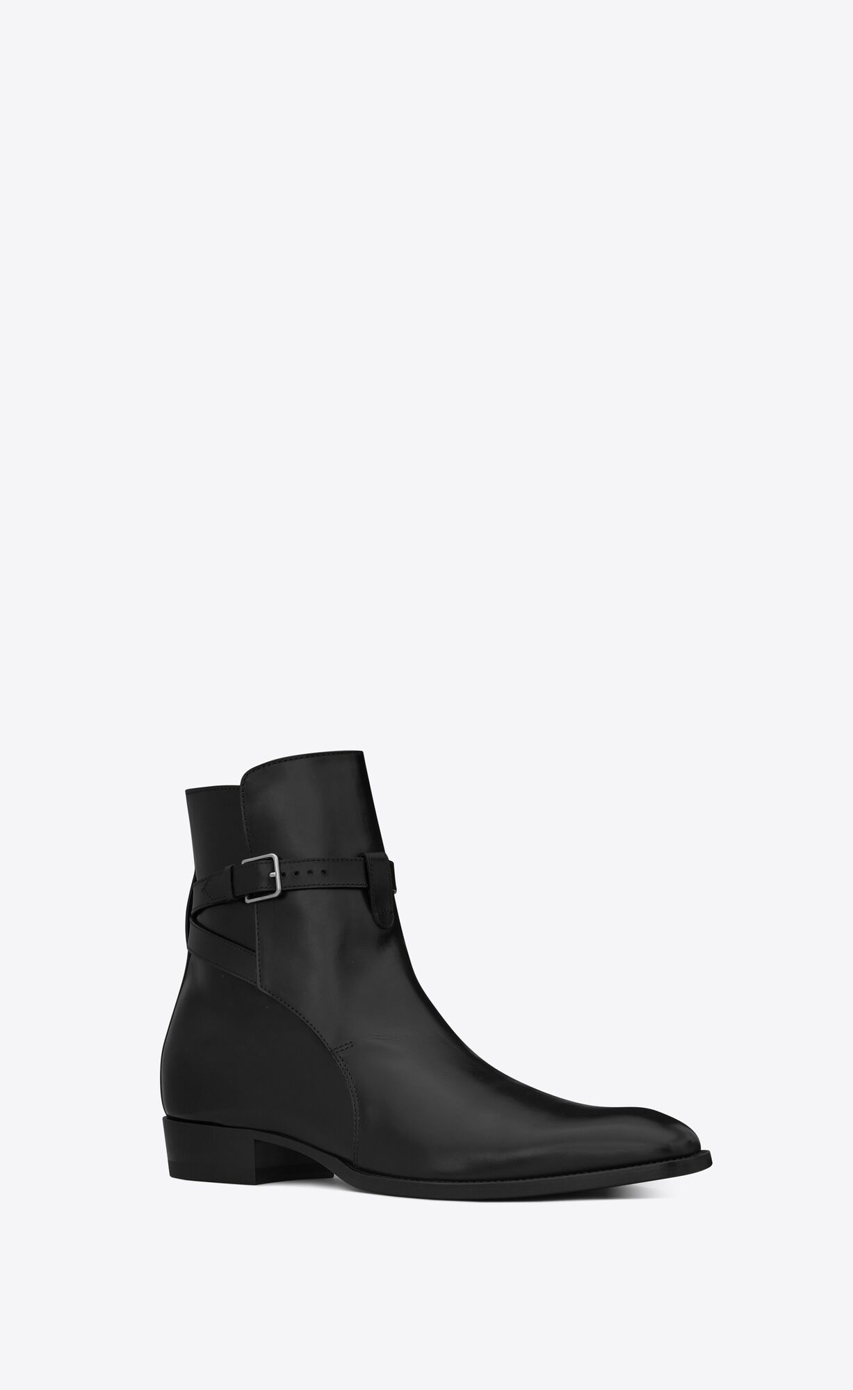 Saint Laurent Buckle-fastened Ankle Boots In Black