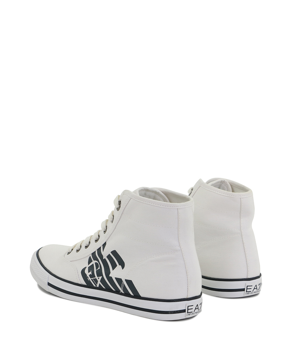 Ea7 Logo High-top Casual Sneakers In White