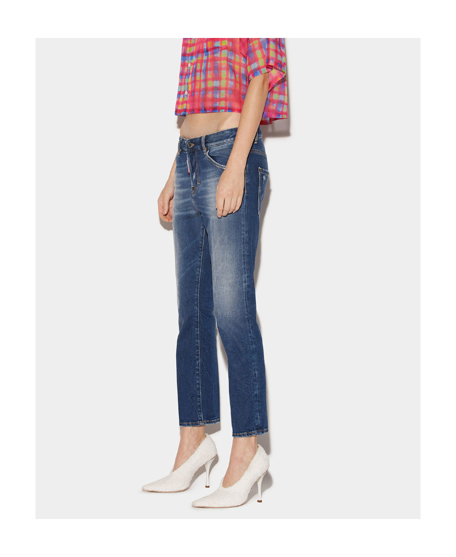 Dsquared2 Distressed Cropped Jeans In Blue