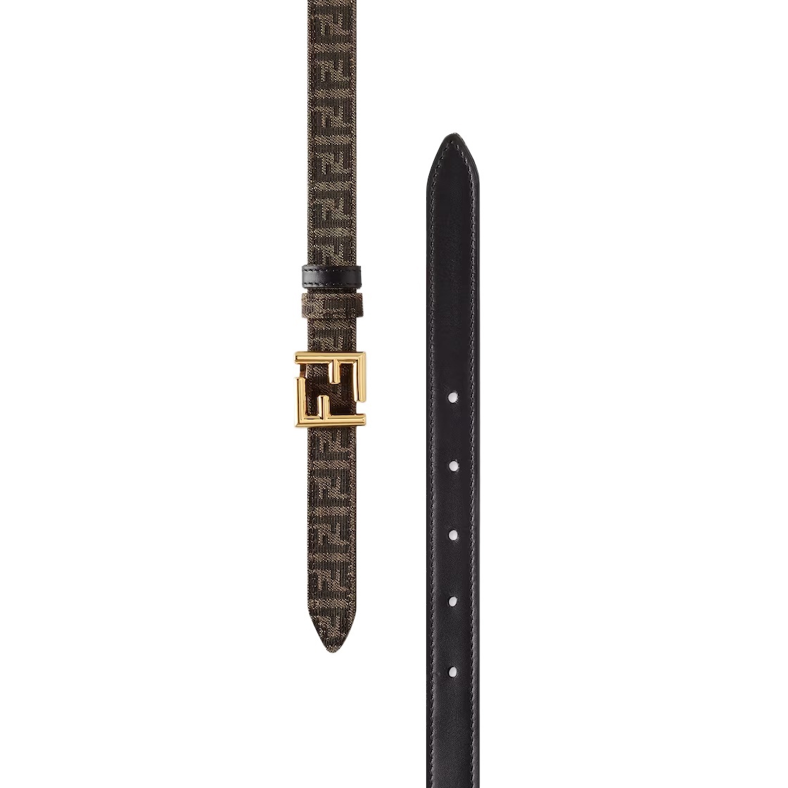 Fendi Jacquard Ff Reversible 2cm Belt In Black